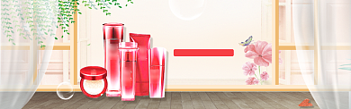 淡黄护肤梦幻淘宝banner背景