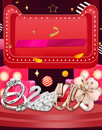 卡通风格火拼淘抢购首饰促销电商海报背景