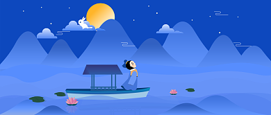 月圆中秋佳节插画公众号首图背景