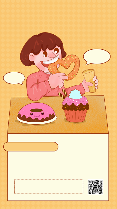 创意甜品店餐饮美食半价手机海报背景