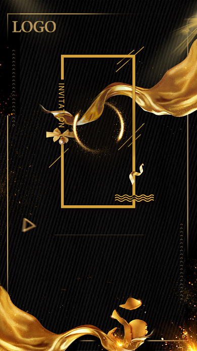 黑金创意手机海报邀请背景