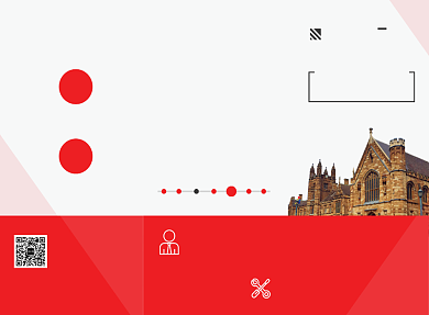 红色大气简约海外留学宣传三折页模板背景