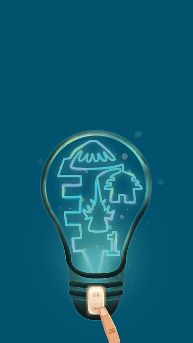 简约大气随手关灯节约用电手机海报背景
