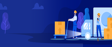 蓝色扁平化风格极速快递公众号首图背景