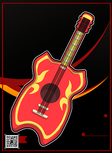 黑色吉他乐器印刷海报背景