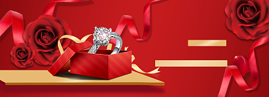 深色调情人节钻戒促销banner背景