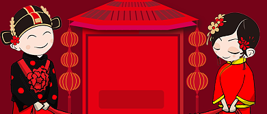 红色喜庆卡通春节婚纱照攻略公众号首图背景