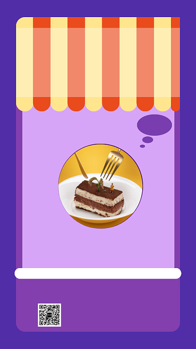 紫色创意几何烘焙美食手机海报模板背景