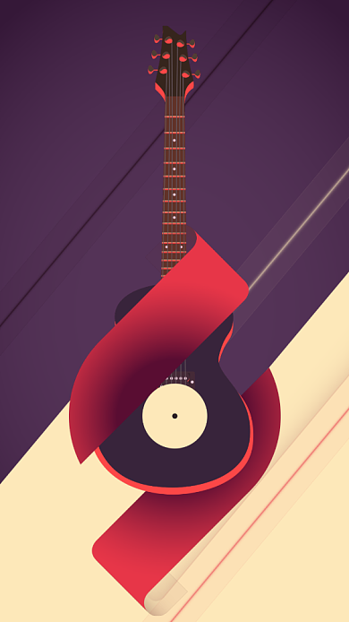 简约剪纸风音乐会优雅手机海报背景