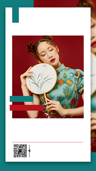 国潮服装秋季上新促销宣传海报背景