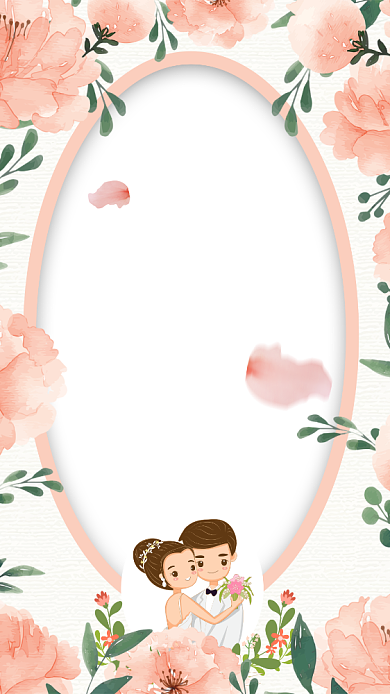 创意时尚粉色花卉结婚海报背景
