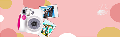 拍立得相机旅游拍照国庆出游粉色小清新淘宝banner背景