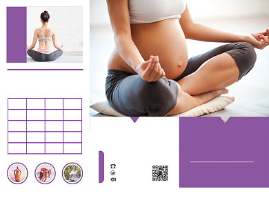 紫色时尚瑜伽课程表三折页模板背景