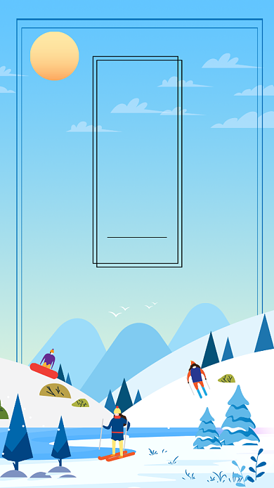 手绘插画冬天十二月你好月签手机海报背景