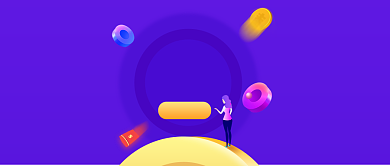 金融 红包 手绘 蓝 黄 公众号首图背景