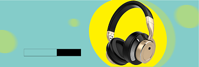 时尚头戴式耳机淘宝banner背景