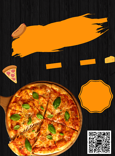 黑色欧式披萨餐饮印刷海报背景