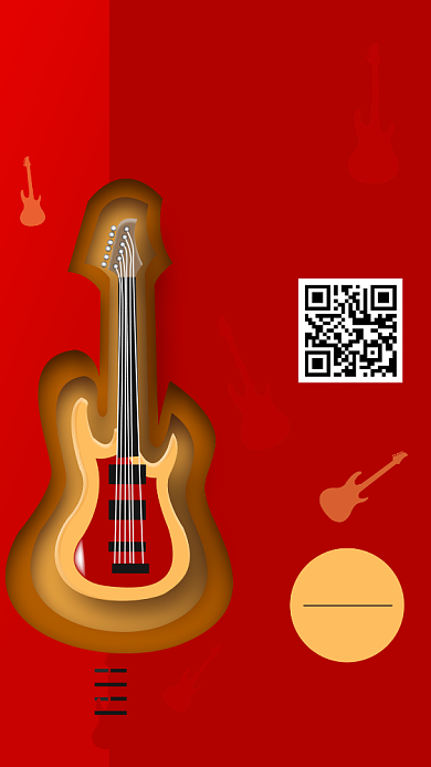 剪纸风吉他培训手机海报背景