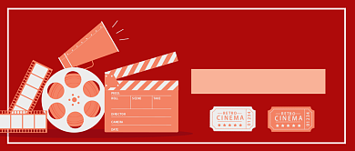 红色简约扁平电影推荐公众号首图背景