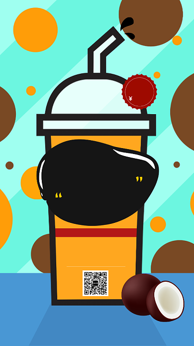 扁平风椰汁饮料海报背景