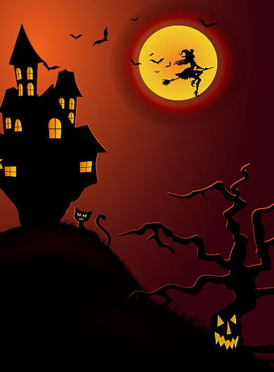 红色大气万圣节狂欢惊奇之旅宣传海报背景