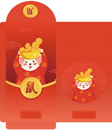 大气红色鼠年吉祥红包背景