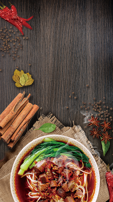 牛肉米线麻辣传统风味美味无穷海报背景