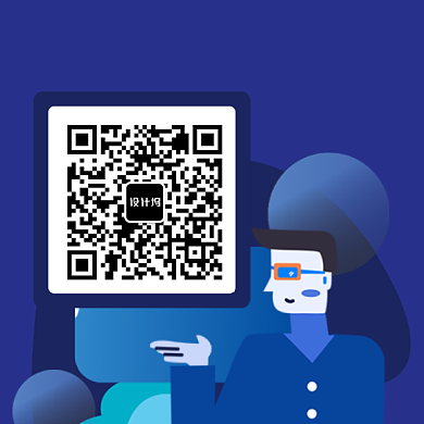 蓝色创意卡通人物二维码背景