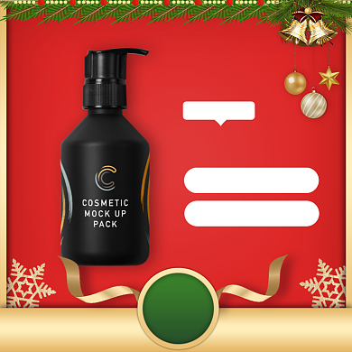 红色绿色金色圣诞季护肤乳直通车背景