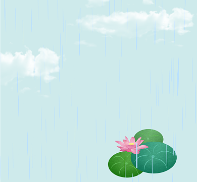 夏季荷花洁白如玉雨小清新朋友圈封面背景