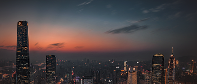 高楼夜景晚霞房地产促销简约大气宣传广告微信公众号素材图片背景