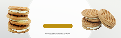 黄色美食糕点夹心饼干促销banner背景