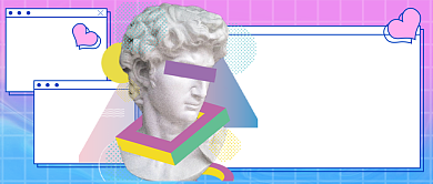 蓝红蒸汽波服饰上新公众号首图背景