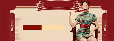 年货连衣裙大促海报banner背景
