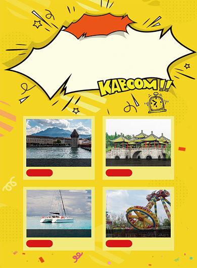 黄色创意清新疯狂72小时旅行印刷海报模板背景