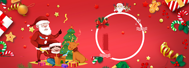 红色调圣诞节商品打折促销banner背景