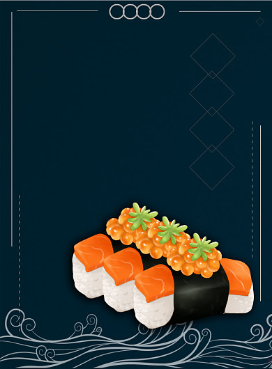 蓝色插画风餐饮美食日本料理寿司印刷海报背景