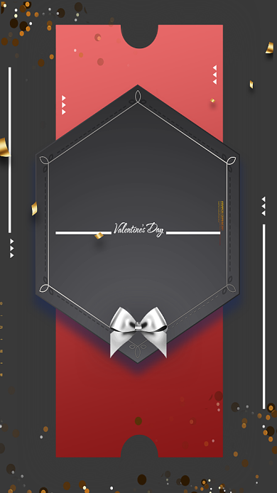 黑色情人节蝴蝶结手机海报背景