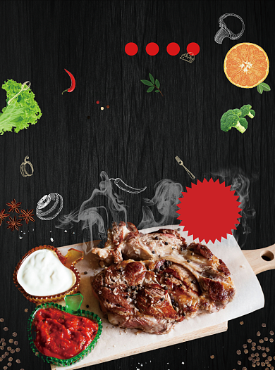 美味牛排西餐宣传单背景