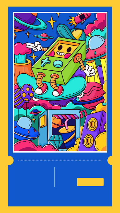 卡通插画漫画展手机海报背景