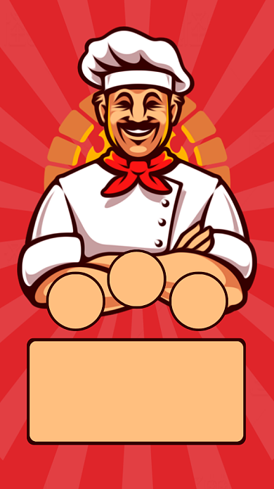 红色插画风厨师招聘宣传海报背景