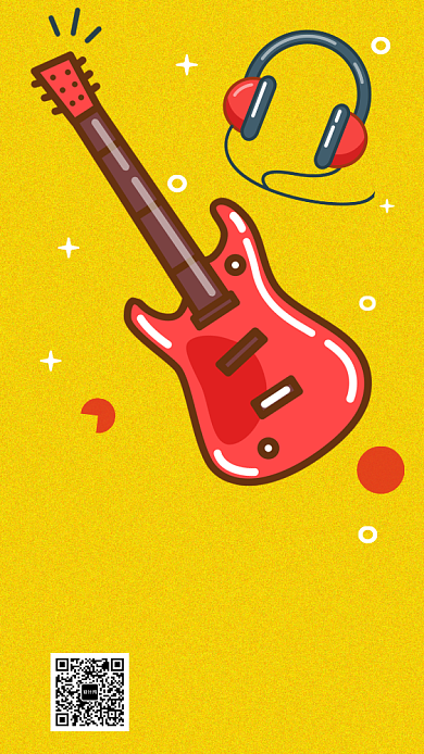 学校社团吉他社招新纳新卡通手机海报背景
