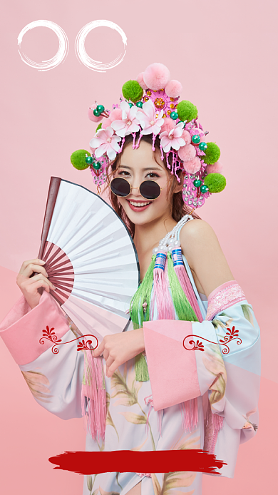 中国风简约国潮婚纱拍摄海报背景