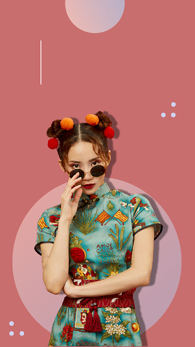 国潮经典服饰手机海报背景