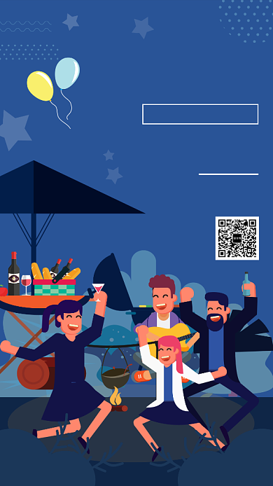 卡通同学会宣传手机海报背景