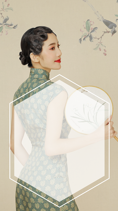 创意中国风人像摄影展览宣传海报背景