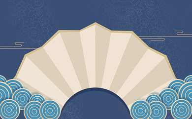 创意中国风祥云扇子名片背景