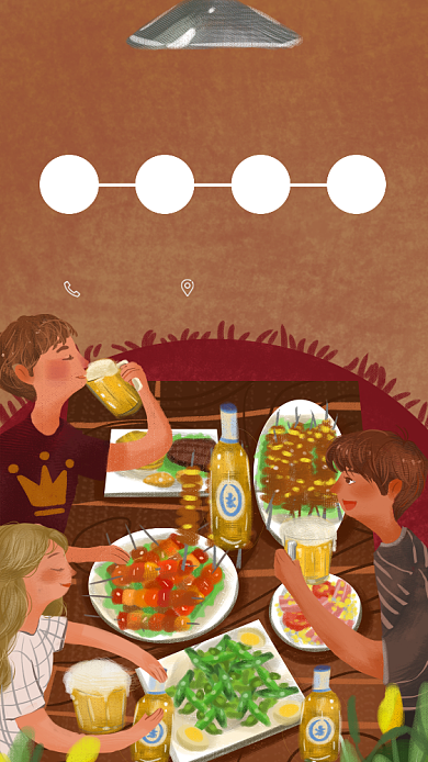 创意卡通插画餐厅美食手机海报模板背景