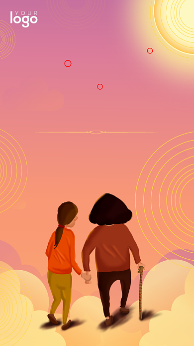 重阳节简约温暖手机海报背景