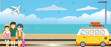 平面卡通国庆出行旅游广告微信公众号素材图片背景